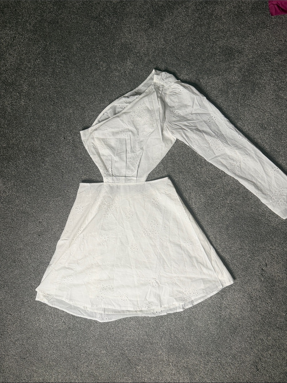 Women’s One-Shoulder White Eyelet Dress
